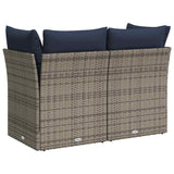 Garden Sofa with Cushion 8 pcs Grey and navy Poly rattan