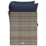 Garden Sofa with Cushion 8 pcs Grey and navy Poly rattan
