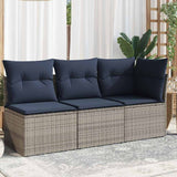 Garden Sofa with Cushion 8 pcs Grey and beige Poly rattan