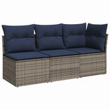 Garden Sofa with Cushion 8 pcs Grey and beige Poly rattan