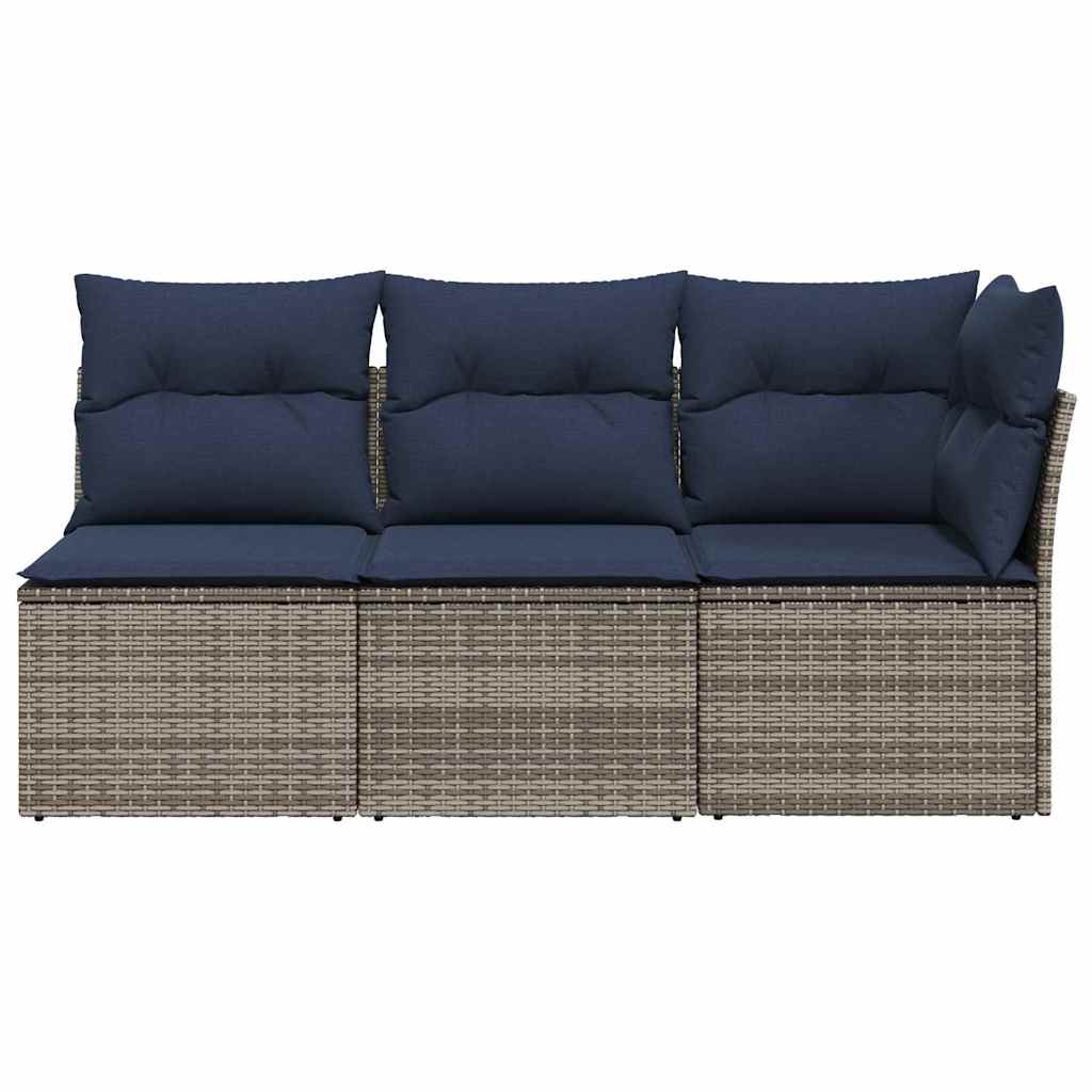 Garden Sofa with Cushion 8 pcs Grey and beige Poly rattan