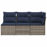 Garden Sofa with Cushion 8 pcs Grey and beige Poly rattan