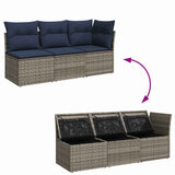 Garden Sofa with Cushion 8 pcs Grey and beige Poly rattan