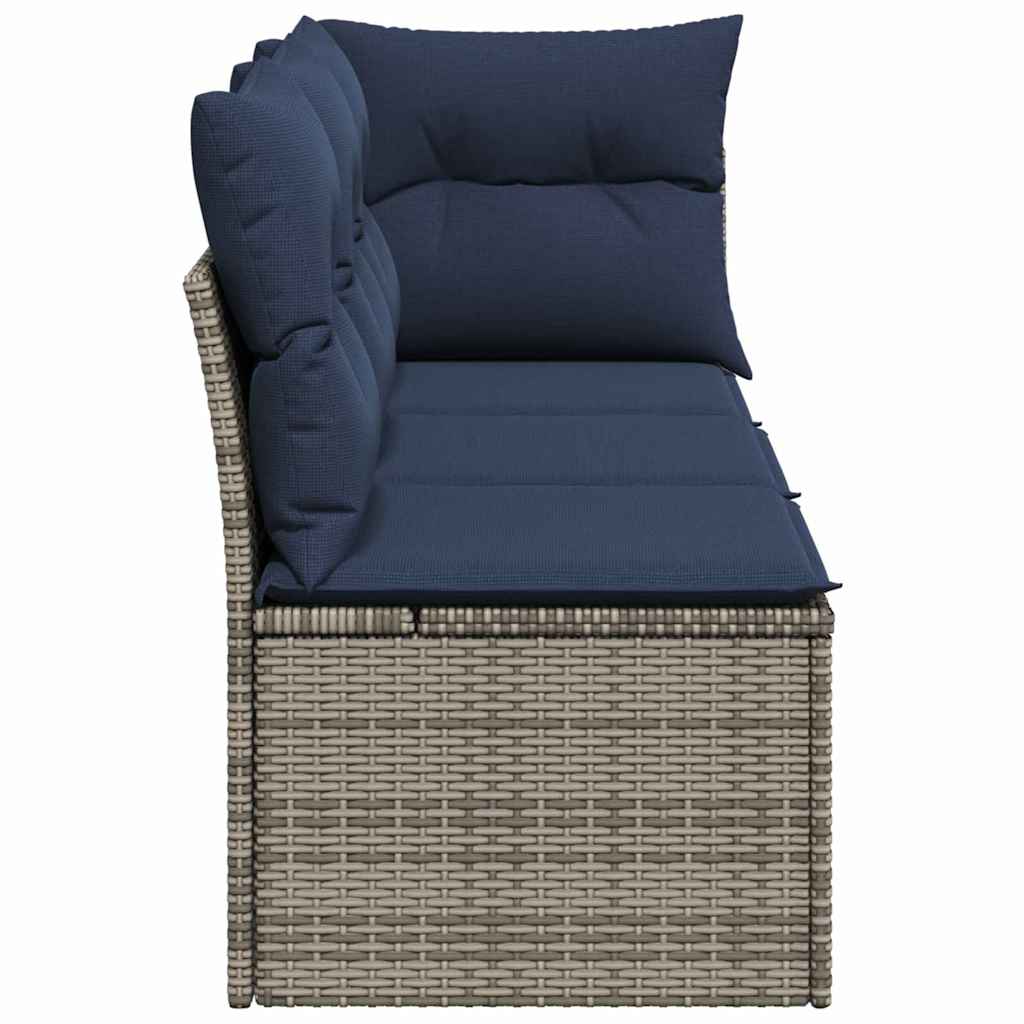 Garden Sofa with Cushion 8 pcs Grey and beige Poly rattan