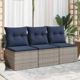 Garden Sofa with Cushion 7 pcs Grey and beige Poly rattan