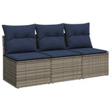 Garden Sofa with Cushion 7 pcs Grey and beige Poly rattan