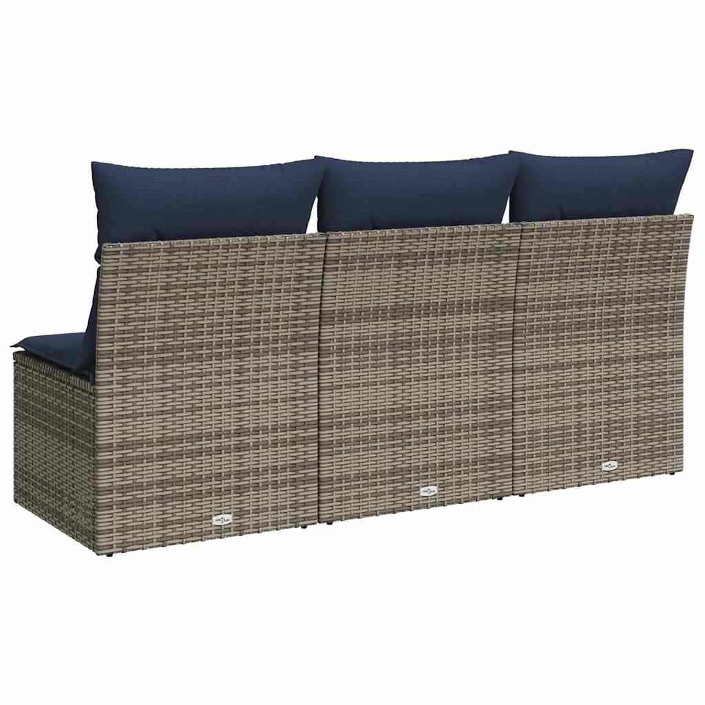 Garden Sofa with Cushion 7 pcs Grey and beige Poly rattan