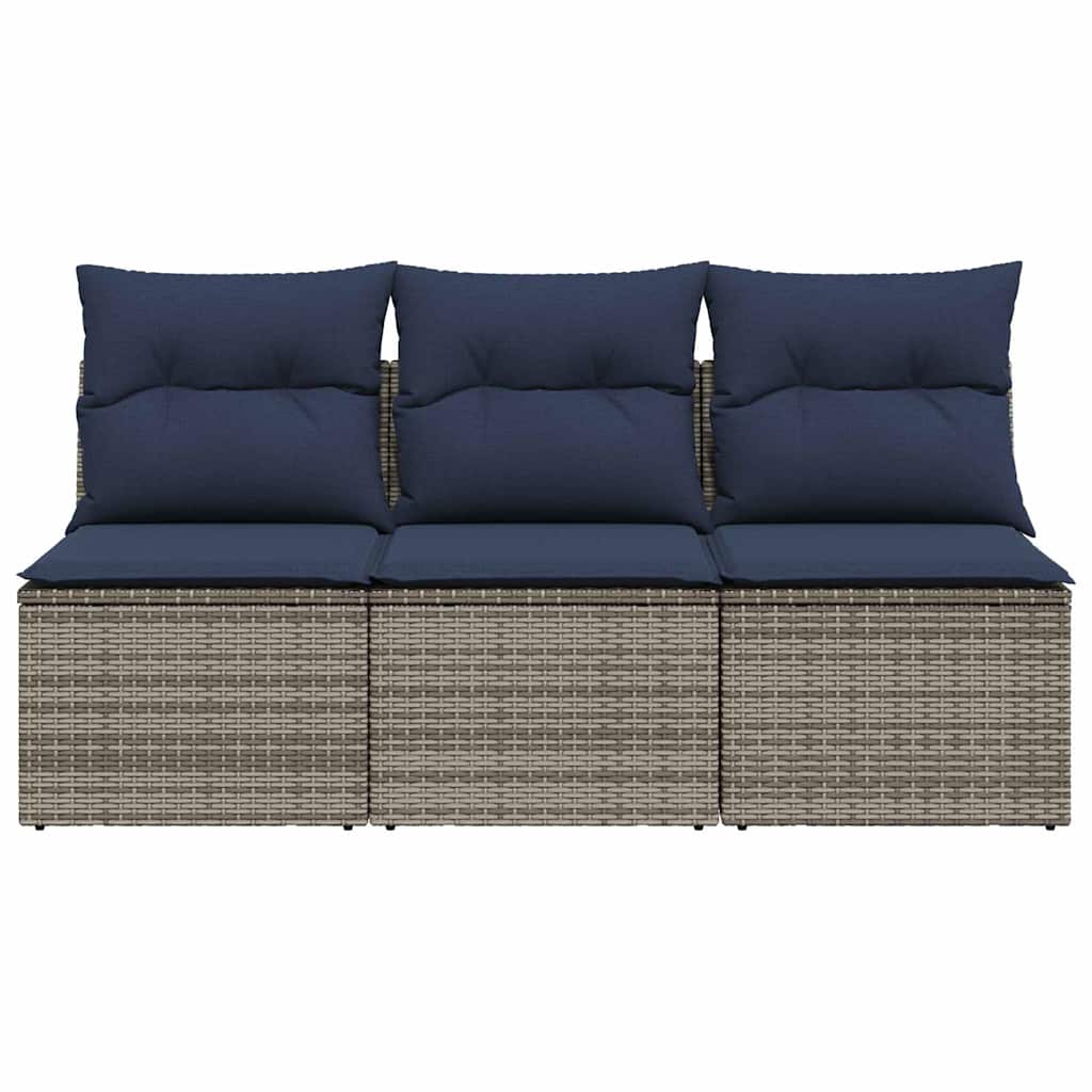 Garden Sofa with Cushion 7 pcs Grey and beige Poly rattan
