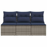 Garden Sofa with Cushion 7 pcs Grey and beige Poly rattan