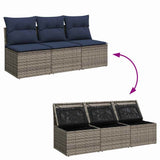 Garden Sofa with Cushion 7 pcs Grey and beige Poly rattan