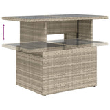 Garden Table with Glass Top Light Grey 100x55x73 cm Poly Rattan
