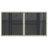 Garden Table with Glass Top Light Grey 100x55x73 cm Poly Rattan