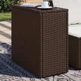 Garden Side Table with Glass Top Brown 58x27.5x55 cm Poly Rattan
