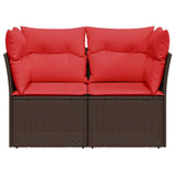 Garden Sofa with Cushion Brown 124 x 62 x 69cm Poly Rattan