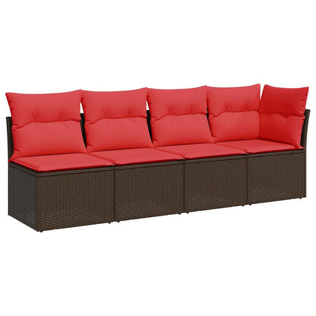 Garden Sofa with Cushion Brown 227 x 62 x 69cm Poly Rattan