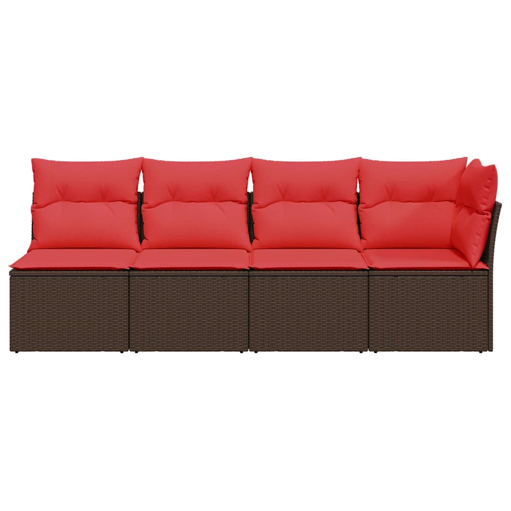 Garden Sofa with Cushion Brown 227 x 62 x 69cm Poly Rattan