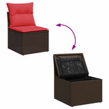 Garden Sofa with Cushion Brown 55 x 62 x 69 cm Poly rattan