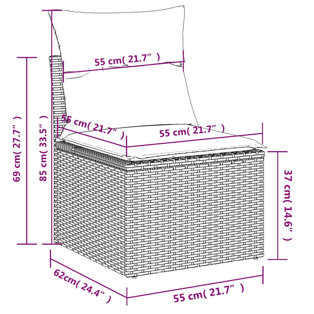 Garden Sofa with Cushion Brown 55 x 62 x 69 cm Poly rattan
