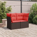 Garden Sofa Brown and red 124 x 62 x 69 cm Poly rattan