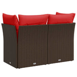 Garden Sofa Brown and red 124 x 62 x 69 cm Poly rattan