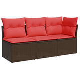Garden Sofa Brown and red 172 x 62 x 69 cm Poly rattan