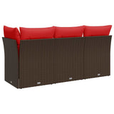 Garden Sofa Brown and red 172 x 62 x 69 cm Poly rattan
