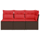 Garden Sofa Brown and red 172 x 62 x 69 cm Poly rattan