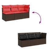 Garden Sofa Brown and red 172 x 62 x 69 cm Poly rattan