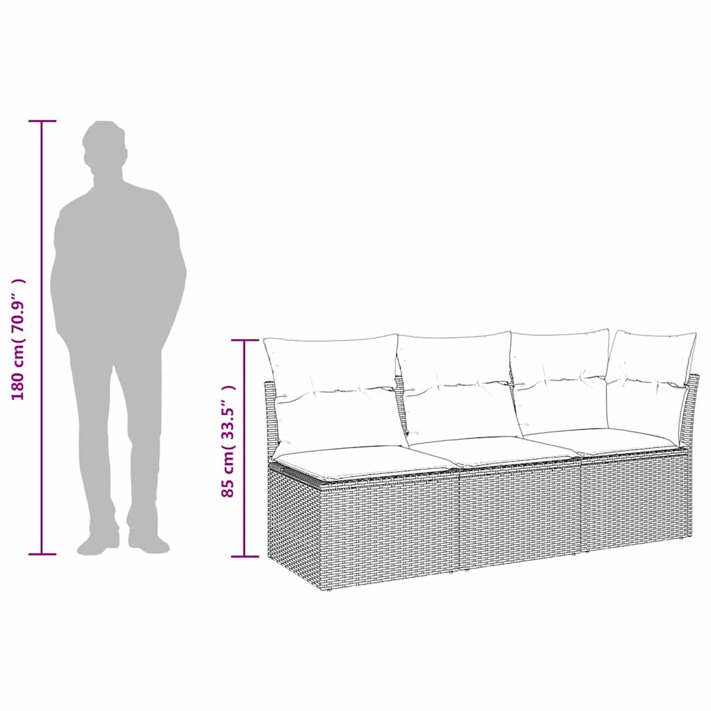 Garden Sofa Brown and red 172 x 62 x 69 cm Poly rattan