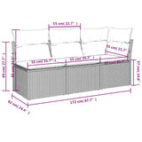 Garden Sofa Brown and red 172 x 62 x 69 cm Poly rattan