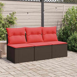 Garden Sofa with Cushion Brown 165 x 62 x 69 cm Poly rattan