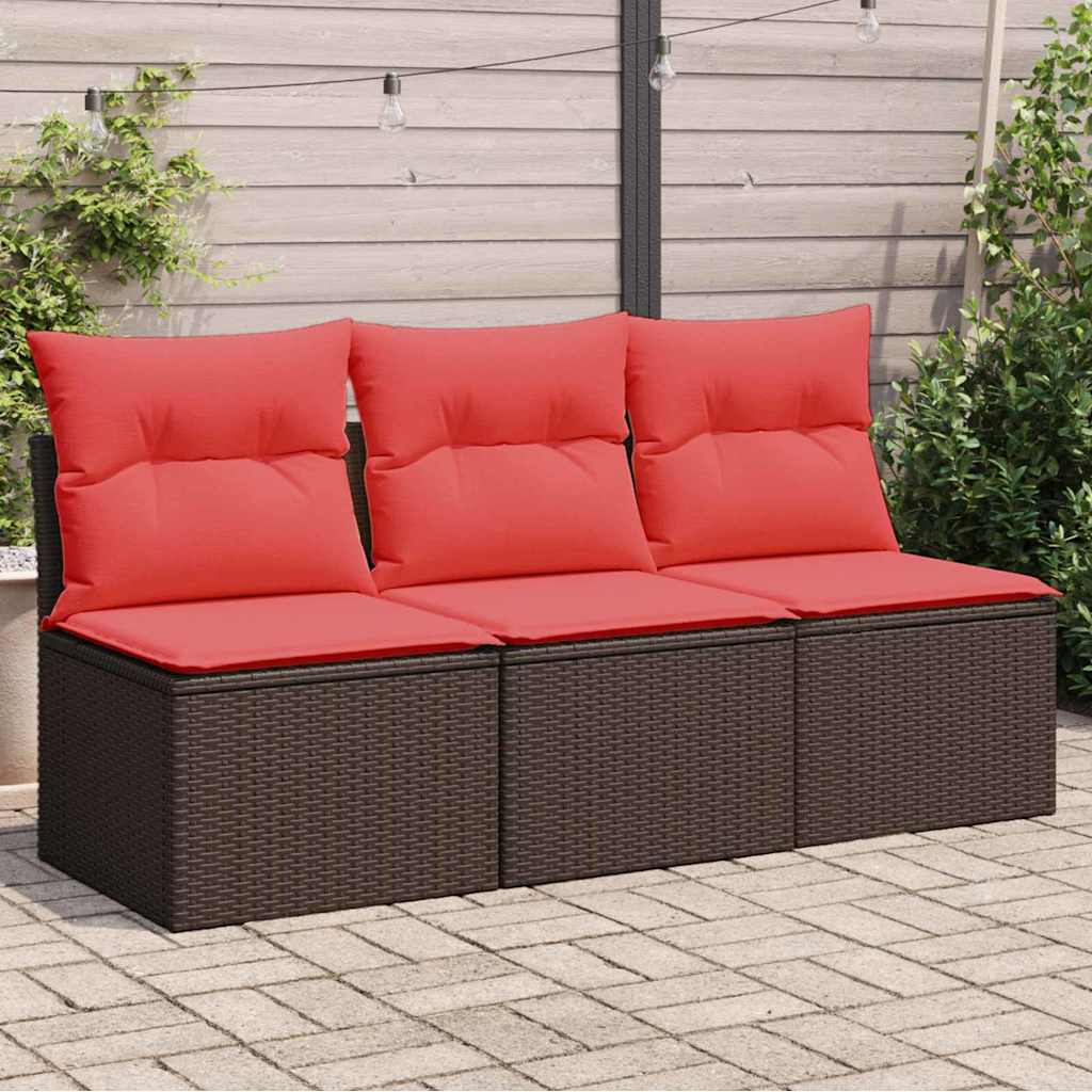 Garden Sofa with Cushion Brown 165 x 62 x 69 cm Poly rattan