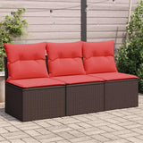 Garden Sofa with Cushion Brown 165 x 62 x 69 cm Poly rattan