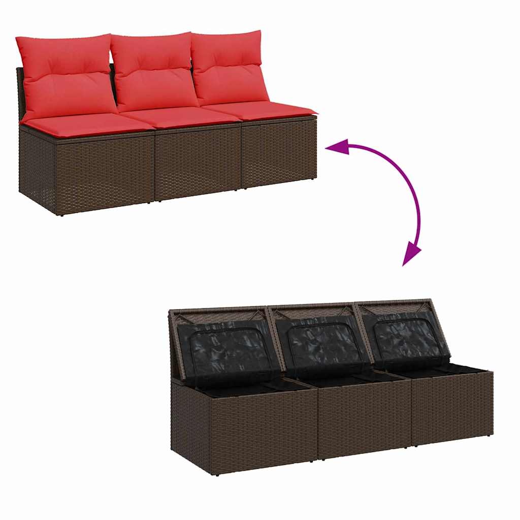 Garden Sofa with Cushion Brown 165 x 62 x 69 cm Poly rattan