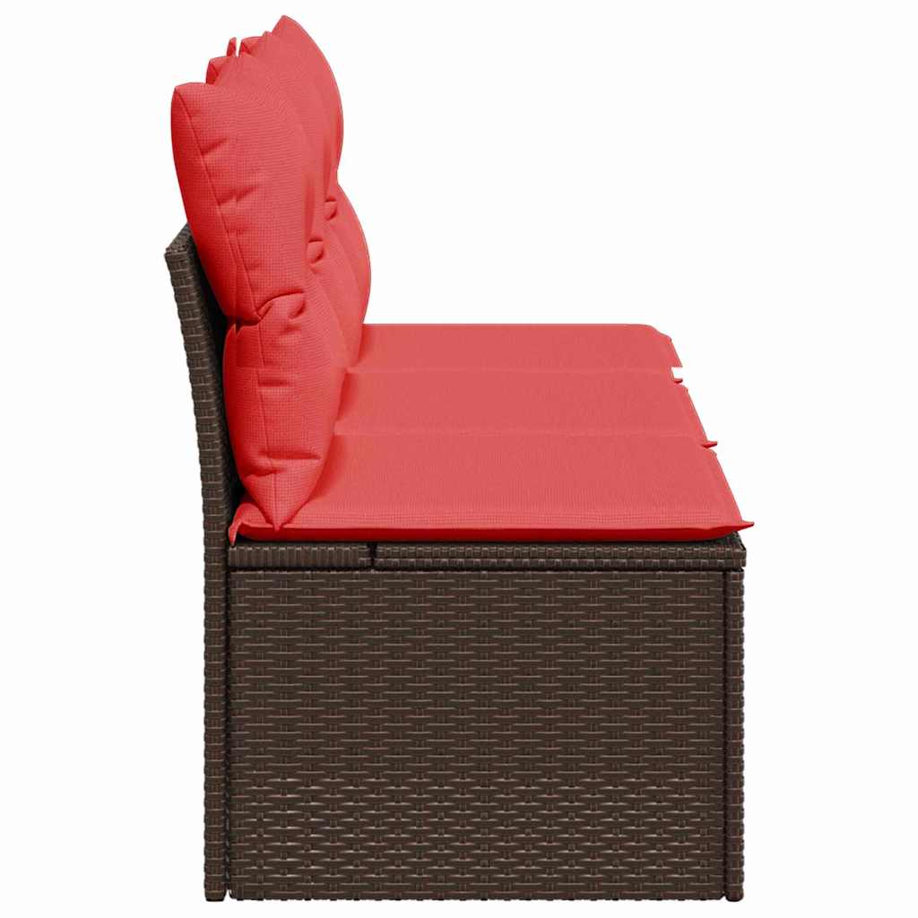 Garden Sofa with Cushion Brown 165 x 62 x 69 cm Poly rattan