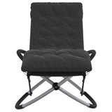 Geometrical Sun Lounger with Cushion Black and Grey Steel