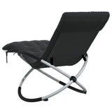 Geometrical Sun Lounger with Cushion Black and Grey Steel