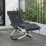 Geometrical Sun Lounger with Cushion Black and Grey Steel