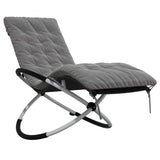 Geometrical Sun Lounger with Cushion Black and Grey Steel