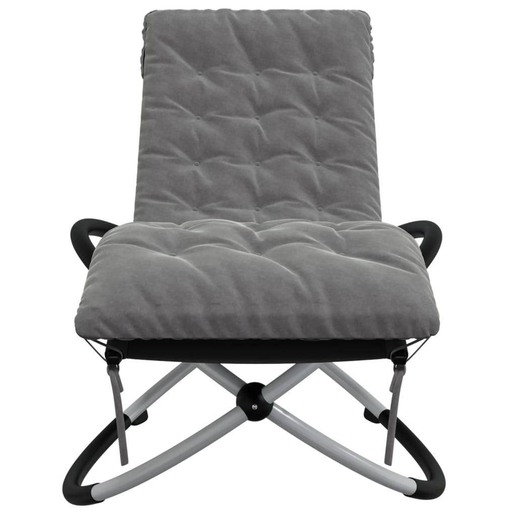 Geometrical Sun Lounger with Cushion Black and Grey Steel