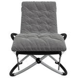 Geometrical Sun Lounger with Cushion Black and Grey Steel