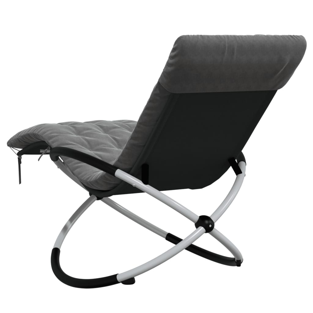 Geometrical Sun Lounger with Cushion Black and Grey Steel