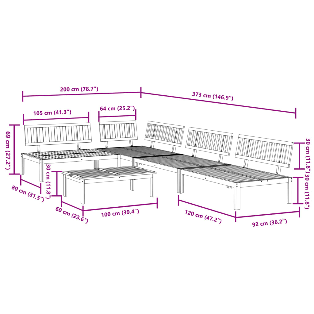 vidaXL 5 Piece Garden Pallet Sofa Set Solid Wood Acacia