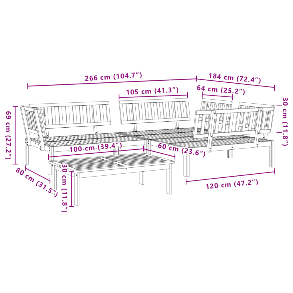 vidaXL 4 Piece Garden Pallet Sofa Set Solid Wood Acacia