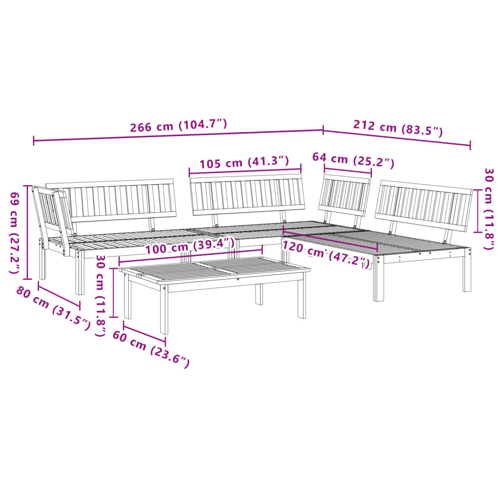 vidaXL 4 Piece Garden Pallet Sofa Set Solid Wood Acacia