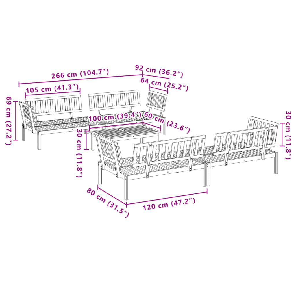 vidaXL 5 Piece Garden Pallet Sofa Set Solid Wood Acacia