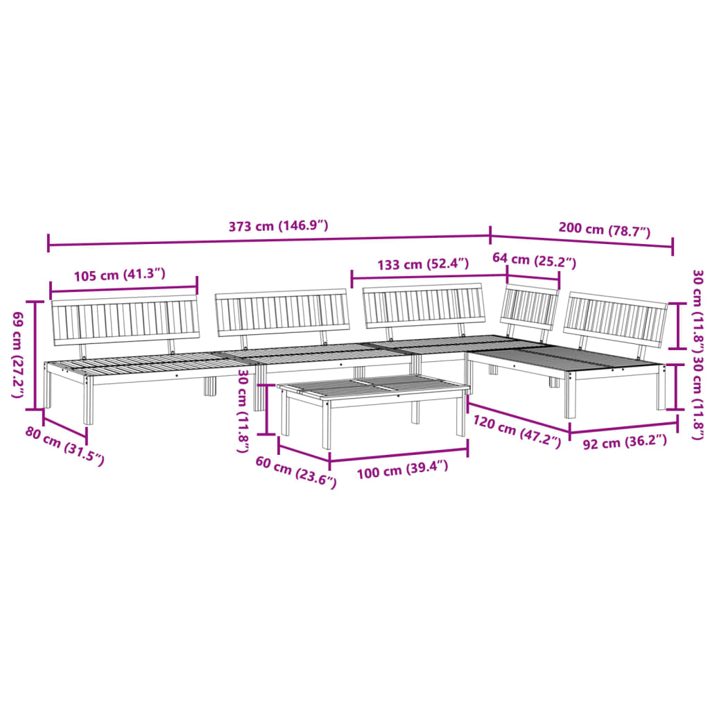 vidaXL 5 Piece Garden Pallet Sofa Set Solid Wood Acacia