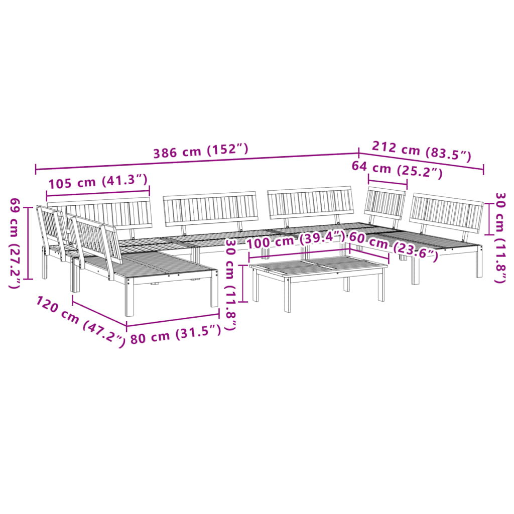 vidaXL 6 Piece Garden Pallet Sofa Set Solid Wood Acacia