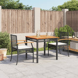 3 Piece Garden Dining Set with Cushions Black Poly Rattan