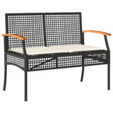 3 Piece Garden Dining Set with Cushions Black Poly Rattan